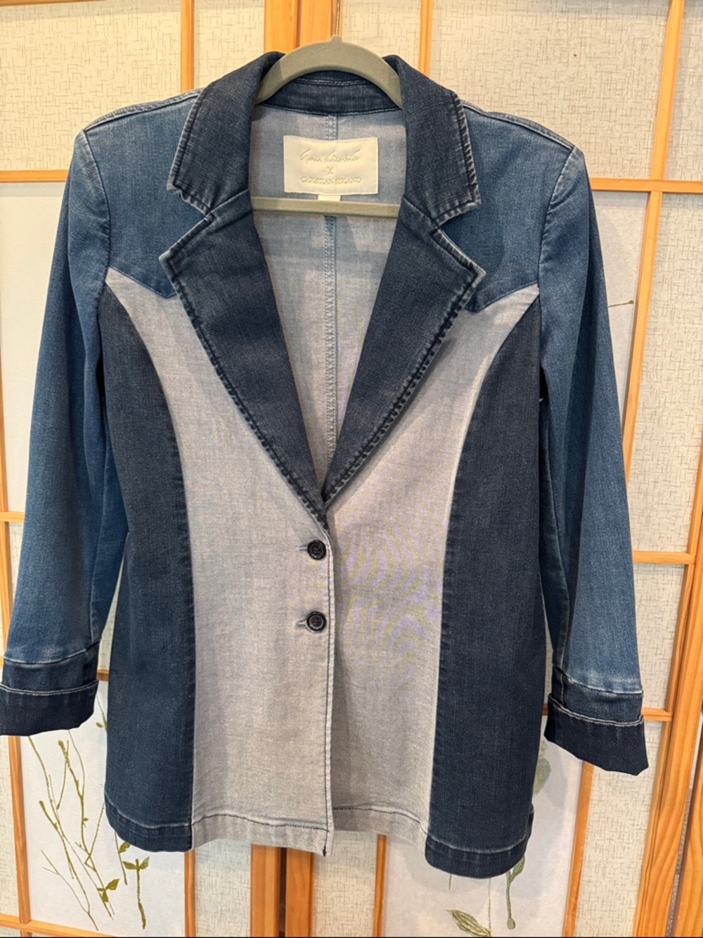 Christian Siriano Gloria Vanderbilt Two-Tone Blue Denim Blazer Jacket